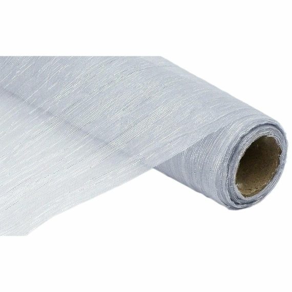 Crinkle Fabric |   17" Crinkle Fabric Roll: Metallic Silver (5 Yards) Crinkle Fabric Crinkle Fabric