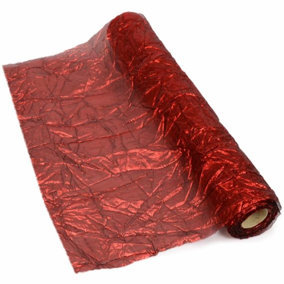 Crushed Metallic |   Crushed Metallic Lamé Fabric Roll: Dark Red Crushed Metallic Crushed Metallic