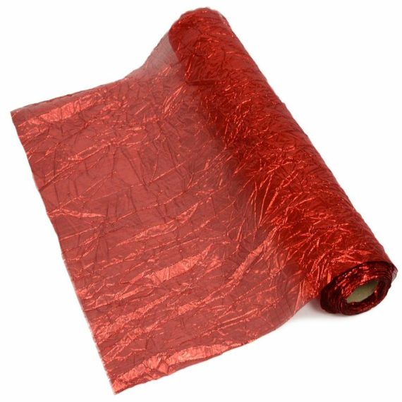 Crushed Metallic |   Crushed Metallic Lamé Fabric Roll: Red Crushed Metallic Crushed Metallic