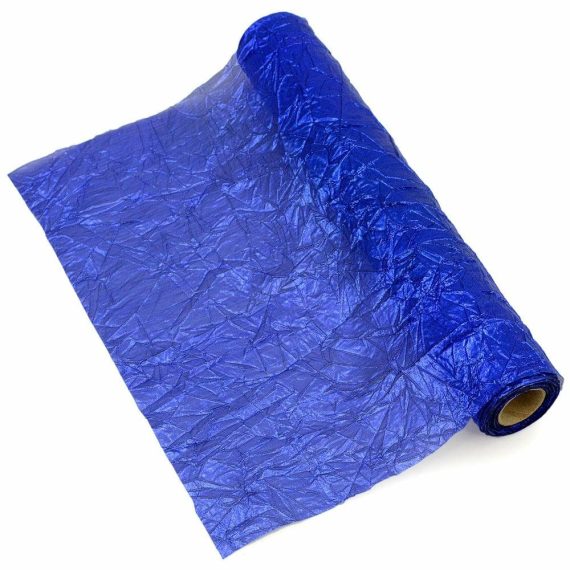 Crushed Metallic |   Crushed Metallic Lamé Fabric Roll: Royal Blue Crushed Metallic Crushed Metallic