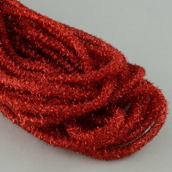 Deco Mesh Ribbon |   Tinsel Flex Tubing Ribbon: Metallic Red (20 Yards) Deco Mesh Ribbon Deco Mesh Ribbon