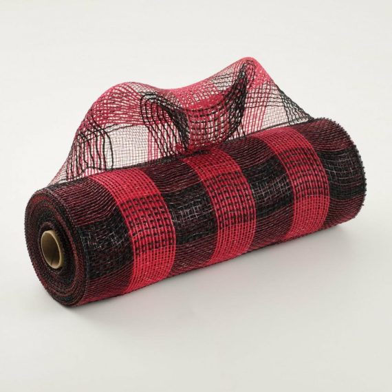 Fabric Mesh |   10" Buffalo Plaid Mesh: Black & Red Deco Mesh Fabric Mesh