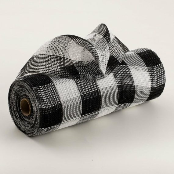 Fabric Mesh |   10" Buffalo Plaid Mesh: Black & White Deco Mesh Black,White