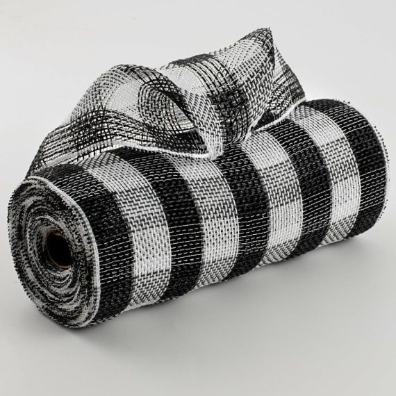 Fabric Mesh |   10" Cotton Check Deco Mesh: Black & White Deco Mesh Black,White