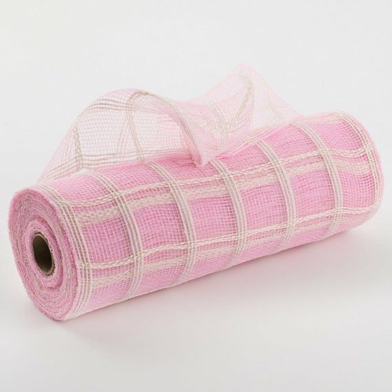 Fabric Mesh |   10" Fuzzy Check Mesh: Pink Deco Mesh Fabric Mesh