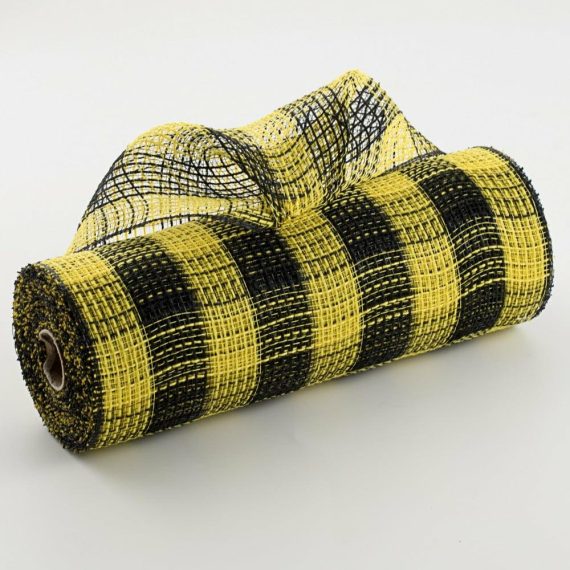 Fabric Mesh |   10" Small Check Fabric Mesh: Black & Yellow Deco Mesh Black,Yellow