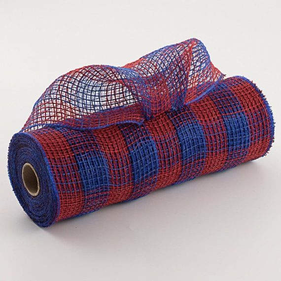 Fabric Mesh |   10" Small Check Fabric Mesh: Red & Royal Blue Deco Mesh Fabric Mesh