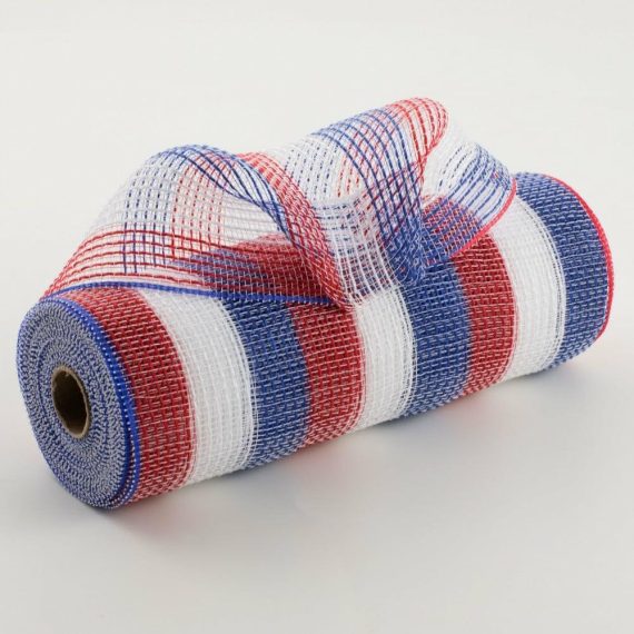 Fabric Mesh |   10" Small Stripe Fabric Mesh: Red, White, Blue Deco Mesh Fabric Mesh