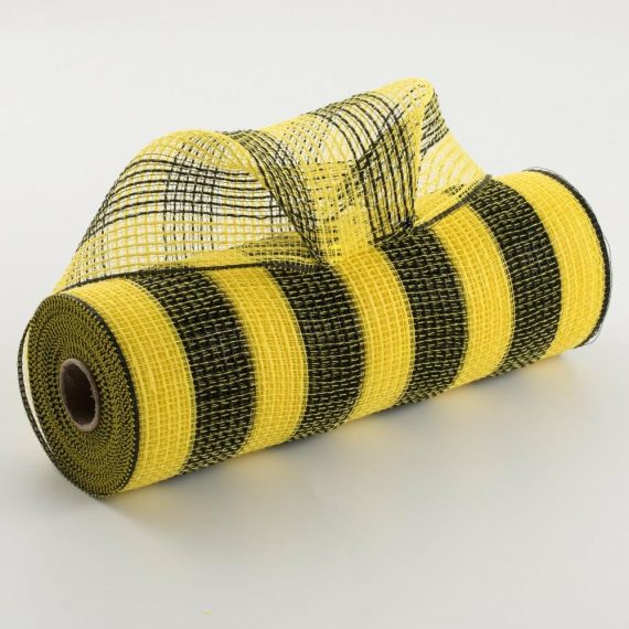 Fabric Mesh |   10" Thin Stripe Fabric Mesh: Yellow & Black Deco Mesh Black,Yellow