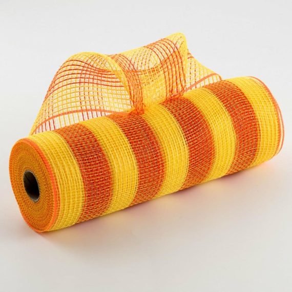 Fabric Mesh |   10" Thin Stripe Fabric Mesh: Yellow & Orange Deco Mesh Fabric Mesh