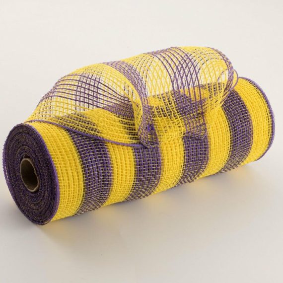 Fabric Mesh |   10" Thin Stripe Fabric Mesh: Yellow & Purple Deco Mesh Fabric Mesh