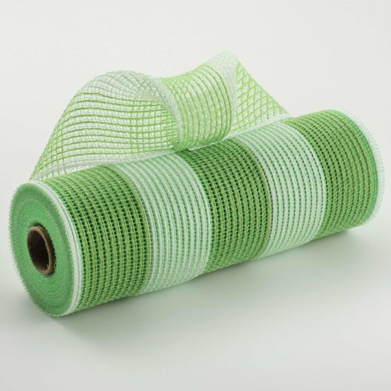 Fabric Mesh |   10" Wide Stripe Fabric Mesh: Fresh Green & White Deco Mesh Fabric Mesh