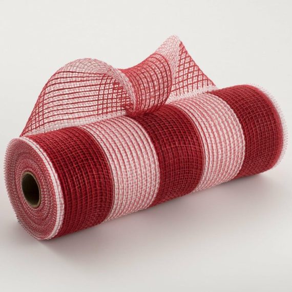 Fabric Mesh |   10" Wide Stripe Fabric Mesh: Red & White Deco Mesh Fabric Mesh