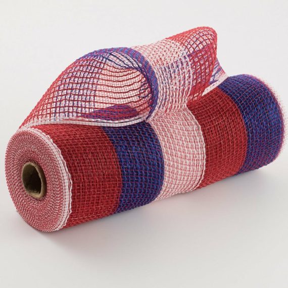 Fabric Mesh |   10" Wide Stripe Fabric Mesh: Red, White, Blue Deco Mesh Fabric Mesh