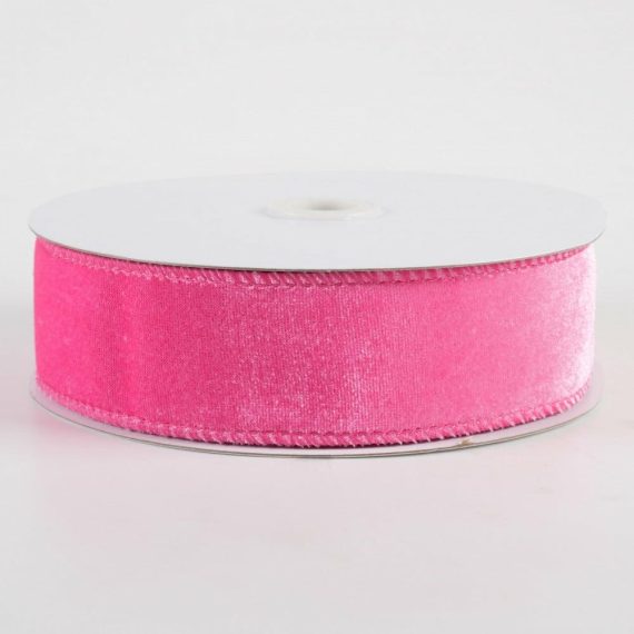 Fabric Ribbon |   1.5" Deluxe Velvet Satin Backing Ribbon: Hot Pink (10 Yards) Fabric Ribbon Fabric Ribbon