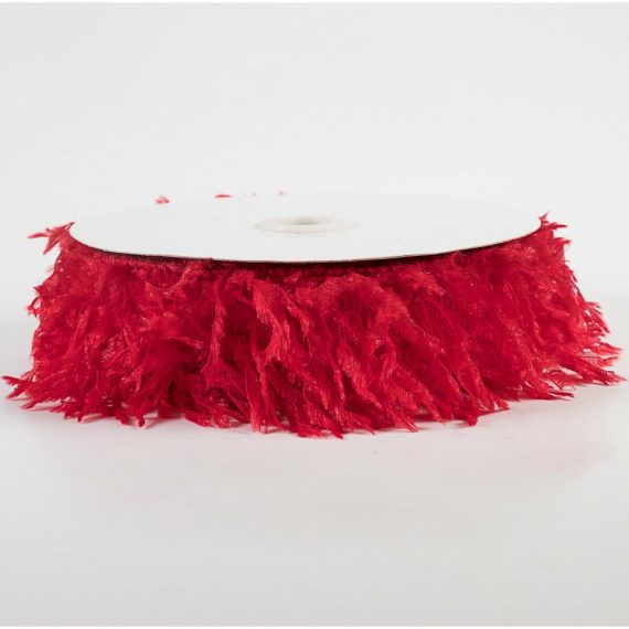 Fabric Ribbon |   1.5" Furry Ribbon: Red (10 Yards) Fabric Ribbon Fabric Ribbon