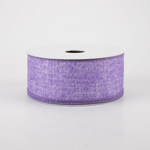 Fabric Ribbon |   1.5" Glitter Printed Muslin Ribbon: Lavender (10 Yards) Fabric Ribbon Fabric Ribbon