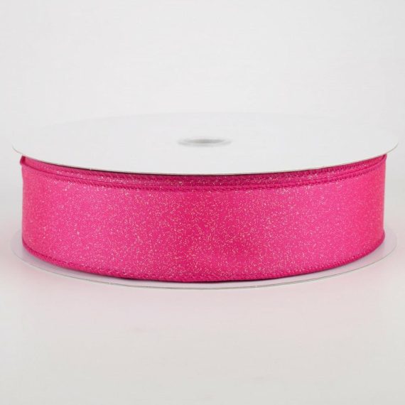 Fabric Ribbon |   1.5" Iridescent Glitter Misted Satin Ribbon: Fuchsia Pink (50 Yards) Fabric Ribbon Fabric Ribbon