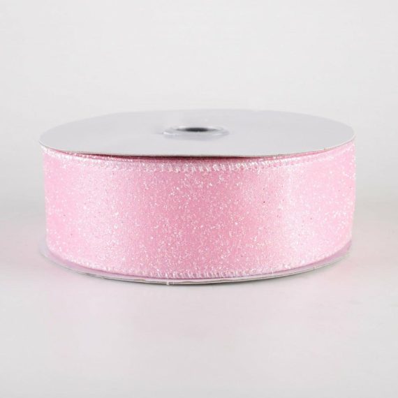 Fabric Ribbon |   1.5" Iridescent Glitter Satin Ribbon: Light Pink (10 Yards) Fabric Ribbon Fabric Ribbon