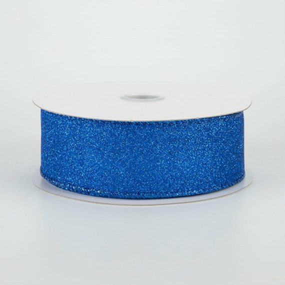 Fabric Ribbon |   1.5" Lustrous Glitter Ribbon: Royal Blue (10 Yards) Fabric Ribbon Fabric Ribbon