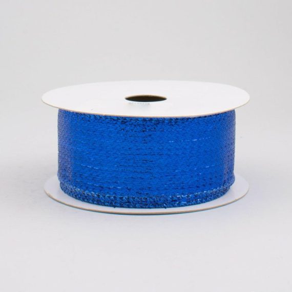 Fabric Ribbon |   1.5" Metallic Lamé Ribbon: Royal Blue (10 Yards) Fabric Ribbon Fabric Ribbon