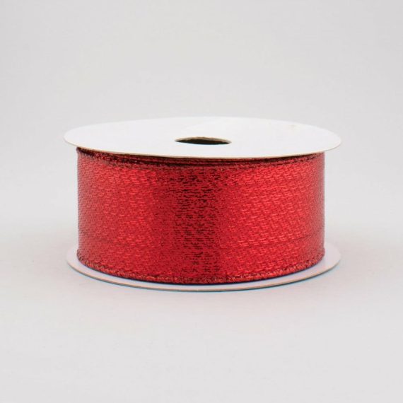 Fabric Ribbon |   1.5" Metallic Lame Ribbon: Red (10 Yards) Fabric Ribbon Fabric Ribbon