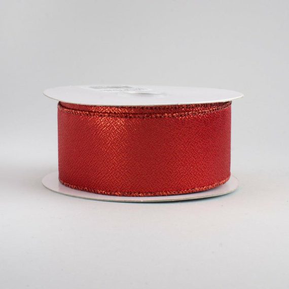 Fabric Ribbon |   1.5" Metallic Ribbon: Red (10 Yards) Fabric Ribbon Fabric Ribbon