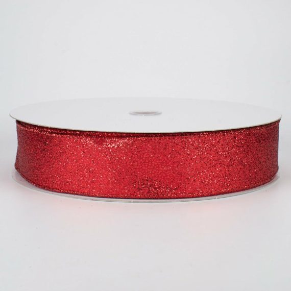 Fabric Ribbon |   1.5" Mini Glitter Dots Ribbon: Red (50 Yards) Fabric Ribbon Fabric Ribbon