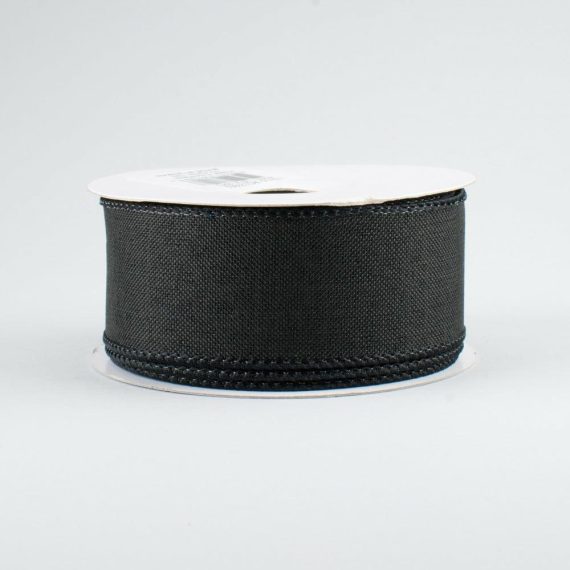 Fabric Ribbon |   1.5" Royal Canvas Ribbon: Black (10 Yards) Fabric Ribbon Black