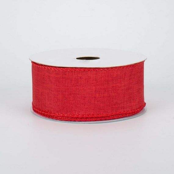 Fabric Ribbon |   1.5" Royal Canvas Ribbon: Red (10 Yards) Fabric Ribbon Fabric Ribbon