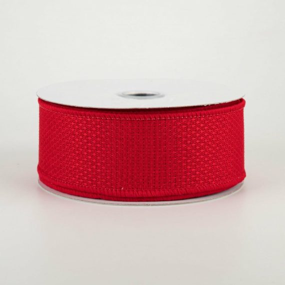 Fabric Ribbon |   1.5" Royal Faux Burlap Ribbon: Red (10 Yards) Fabric Ribbon Fabric Ribbon