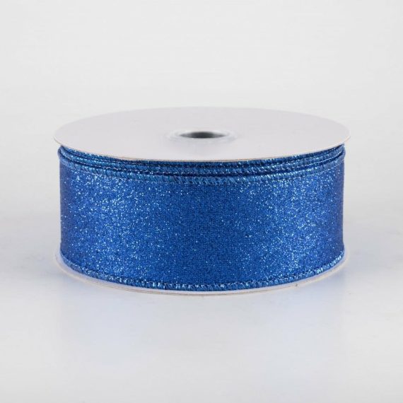 Fabric Ribbon |   1.5" Shimmer Glitter Ribbon: Royal Blue (10 Yards) Fabric Ribbon Fabric Ribbon