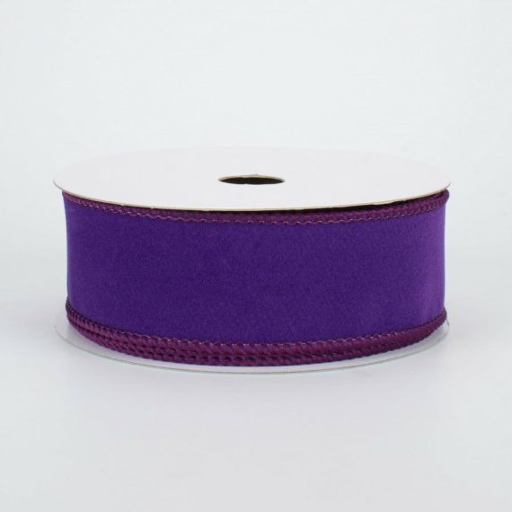 Fabric Ribbon |   1.5" Wired Velvet Ribbon: Purple (10 Yards) Fabric Ribbon Fabric Ribbon