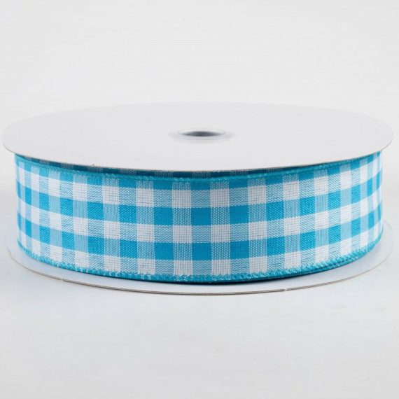 Fabric Ribbon |   1.5" Woven Gingham Check Ribbon: Blue & White (50 Yards) Fabric Ribbon Blue,White,Turquoise