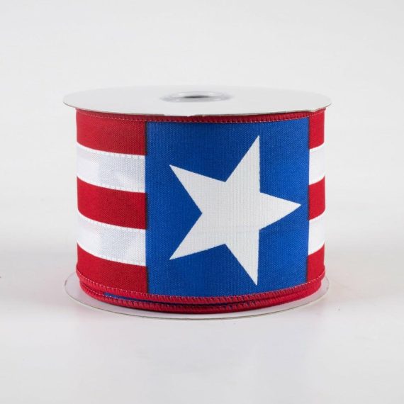 Fabric Ribbon |   2.5" Bold Star Stripes Ribbon: Red, White, Blue (10 Yards) Fabric Ribbon Fabric Ribbon