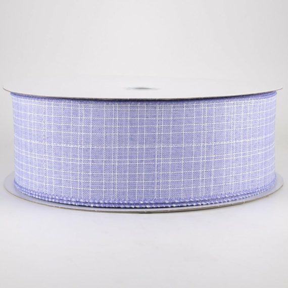 Fabric Ribbon |   2.5" Estelle Textured Linen Ribbon: Lavender & White (50 Yards) Fabric Ribbon Fabric Ribbon