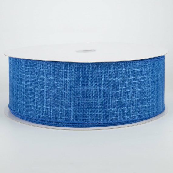 Fabric Ribbon |   2.5" Estelle Textured Linen Ribbon: Royal Blue (50 Yards) Fabric Ribbon Blue,Royal Blue