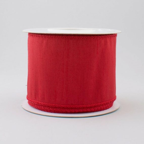 Fabric Ribbon |   2.5" Faux Dupioni Ribbon: Red (10 Yard Roll) Fabric Ribbon Fabric Ribbon