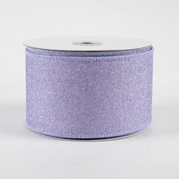 Fabric Ribbon |   2.5" Fine Glitter On Royal Ribbon: Lavender (10 Yards) Fabric Ribbon Fabric Ribbon