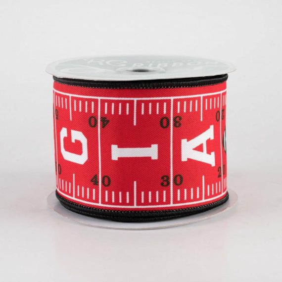 Fabric Ribbon |   2.5" Georgia Football Field Ribbon: Red & Black (10 Yards) Fabric Ribbon Fabric Ribbon