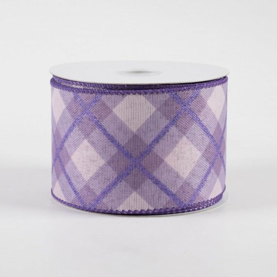 Fabric Ribbon |   2.5" Georgina Plaid Ribbon: Purple (10 Yards) Fabric Ribbon Fabric Ribbon