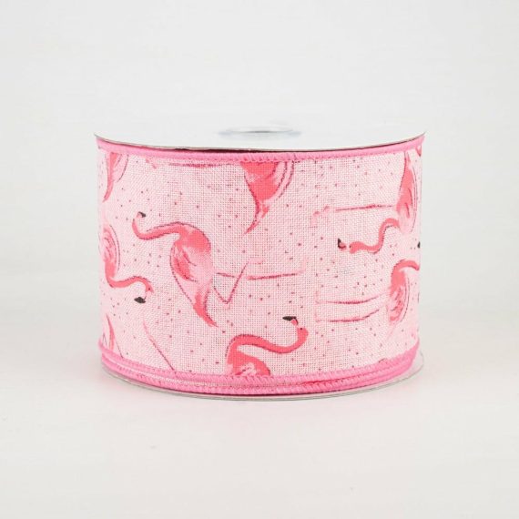 Fabric Ribbon |   2.5" Glitter Flamingos Ribbon: Multi Pink (10 Yards) Fabric Ribbon Fabric Ribbon