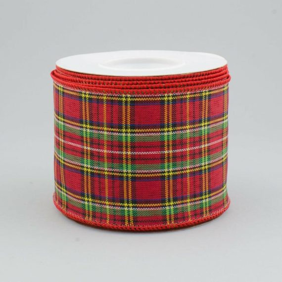 Fabric Ribbon |   2.5" Holiday Red Tartan Plaid Ribbon (10 Yards) Fabric Ribbon Fabric Ribbon