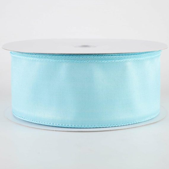 Fabric Ribbon |   2.5" Lala Iridescent Solid Ribbon: Aqua Blue (50 Yards) Fabric Ribbon Aqua Blue