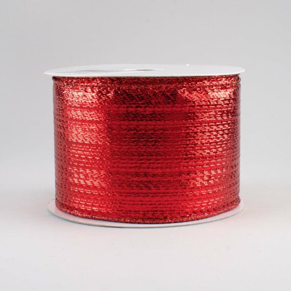 Fabric Ribbon |   2.5" Metallic Lamé Ribbon: Red (10 Yards) Fabric Ribbon Fabric Ribbon