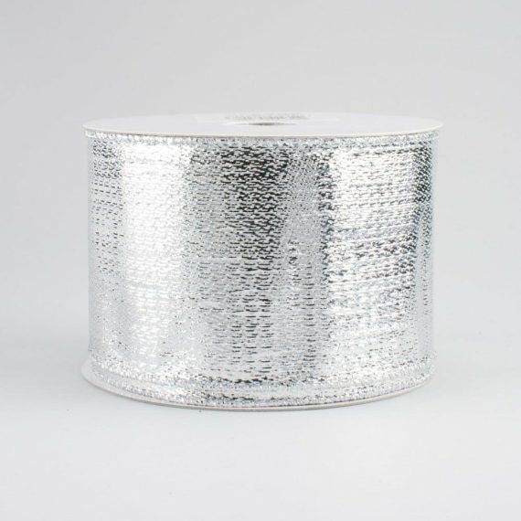 Fabric Ribbon |   2.5" Metallic Lamé Ribbon: Silver (10 Yards) Fabric Ribbon Fabric Ribbon