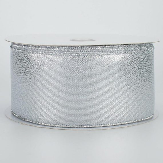 Fabric Ribbon |   2.5" Metallic Ribbon: Silver (100 Feet) Fabric Ribbon Fabric Ribbon