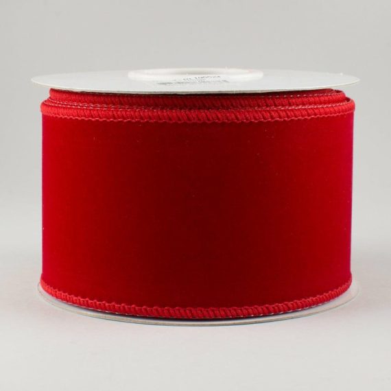 Fabric Ribbon |   2.5" Outdoor Velvet Ribbon: Red (10 Yards) Fabric Ribbon Fabric Ribbon