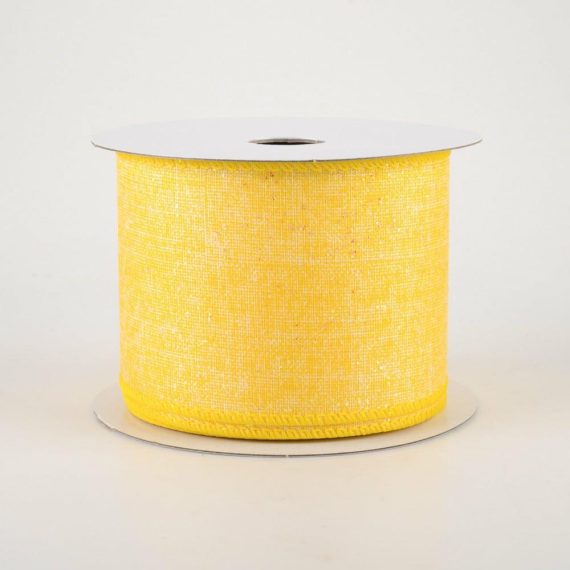 Fabric Ribbon |   2.5" Printed Glitter Muslin: Yellow (10 Yards) Fabric Ribbon Fabric Ribbon