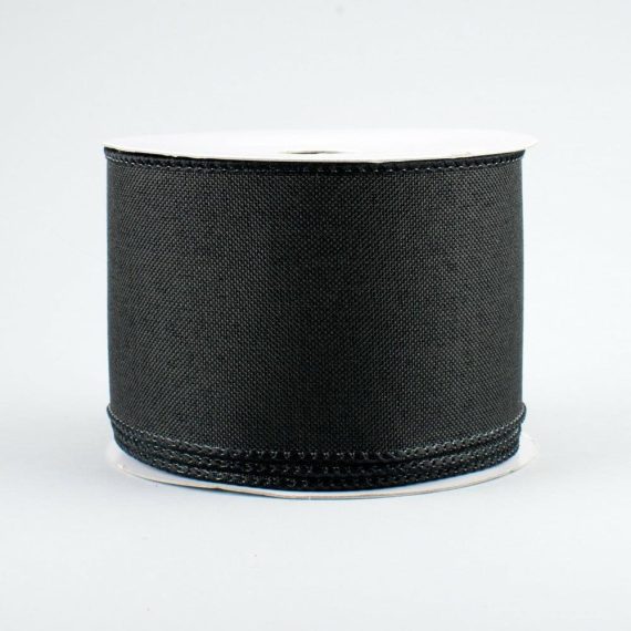 Fabric Ribbon |   2.5" Royal Canvas Ribbon: Black (10 Yards) Fabric Ribbon Black